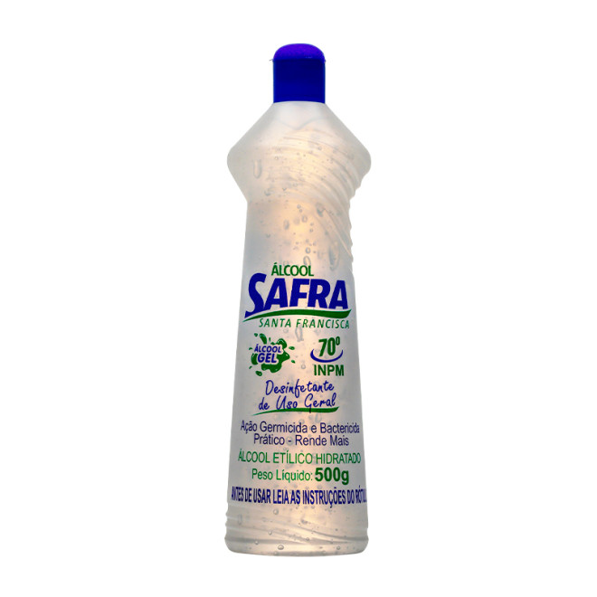 ALCOOL GEL SAFRA 70º 500G BACTERICIDA