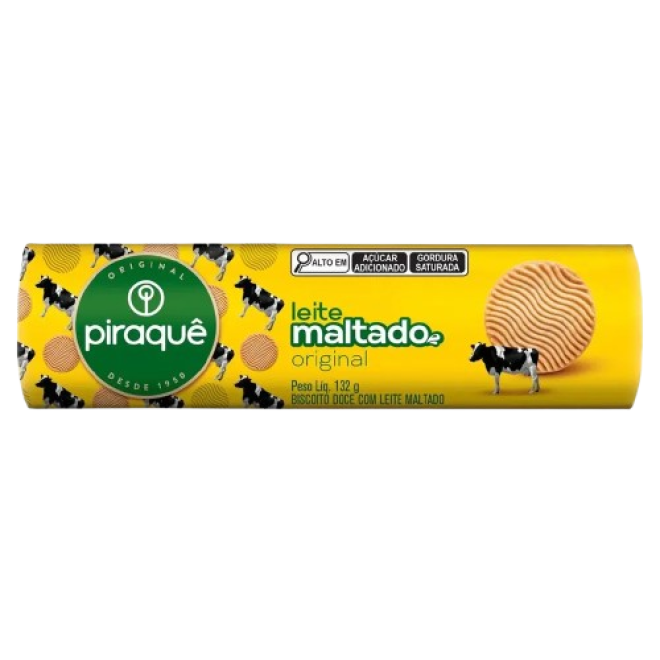 BISCOITO PIRAQUE LEITE MALTADO 132G TRADICIONAL