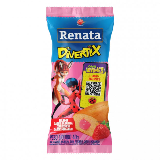 BOLINHO RENATA 40G BAUNILHA MORANGO