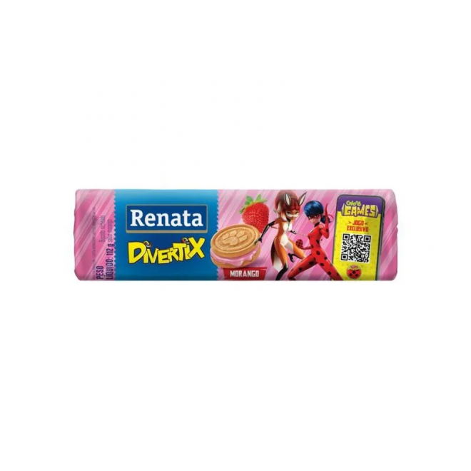 BISC RENATA RECHEADO 112G MORANGO
