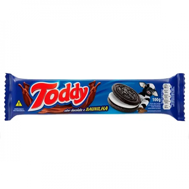 BISC TODDY CHOCO RECHEADO 100G BAUNILHA