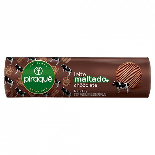 BISC PIRAQUE LEITE MALTADO 160G CHOCOLATE