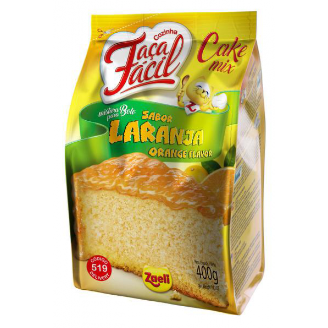 ZAELI BOLO FACA FACIL 400G LARANJA