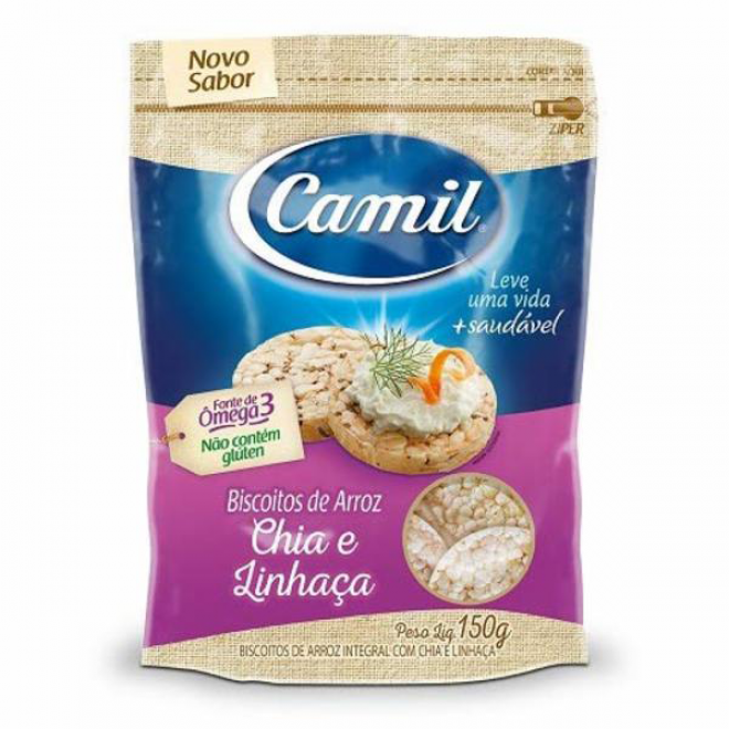 BISCOITO ARROZ CAMIL INTEGRAL 150G CHIA LINHACA