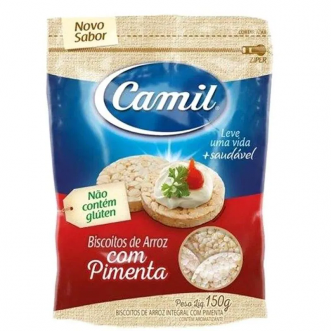 BISCOITO ARROZ CAMIL INTEGRAL 150G PIMENTA