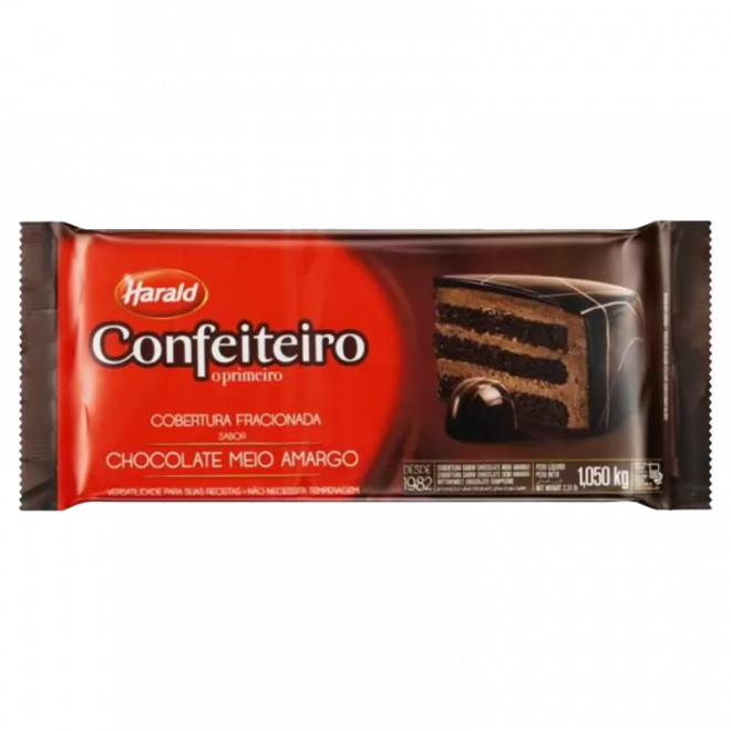 COBERTURA HARALD CONFEITEIRO 1,050KG MEIO AMARGO
