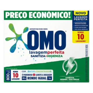 LAVA ROUPAS OMO LAVAGEM PERFEITA 800G SANITIZA E HIGIENIZA
