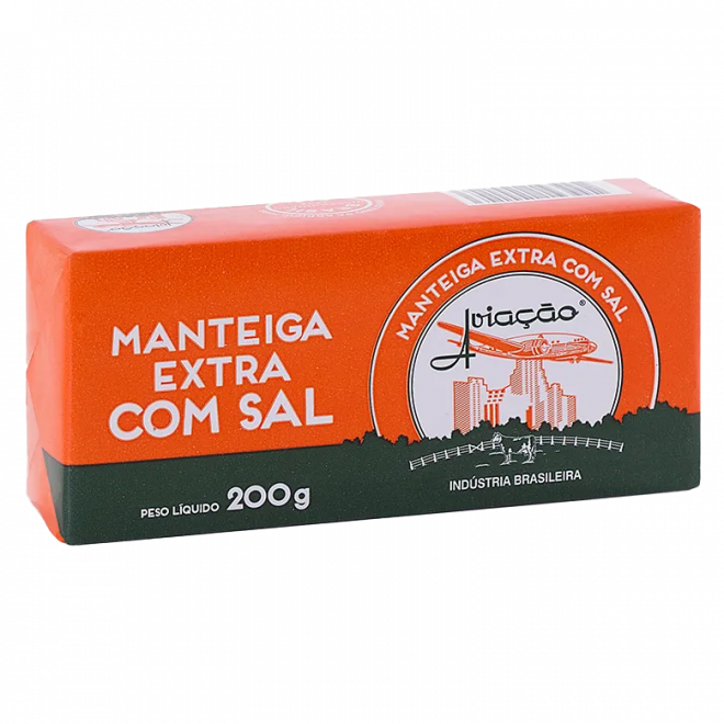 MANTEIGA AVIACAO TABLETE 200G C/SAL