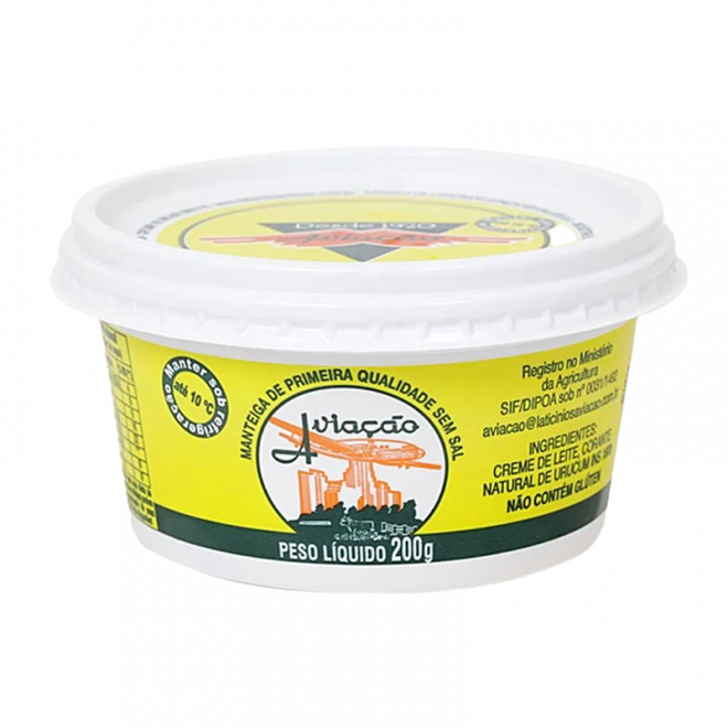 MANTEIGA AVIACAO 200G S/SAL POTE