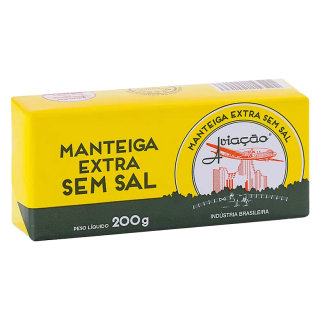 MANTEIGA AVIACAO TABLETE 200G S/SAL