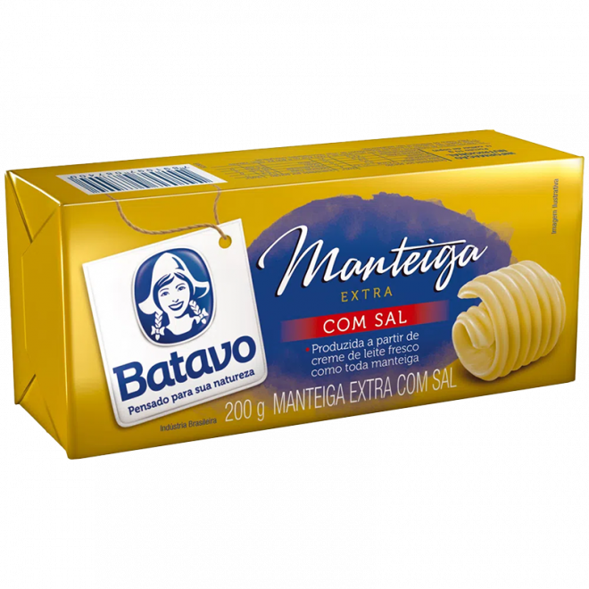 MANTEIGA BATAVO 200G TABLETE C/SAL