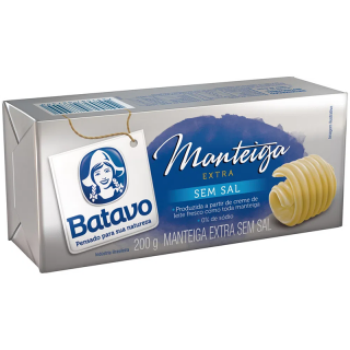 MANTEIGA BATAVO 200G TABLETE S/SAL