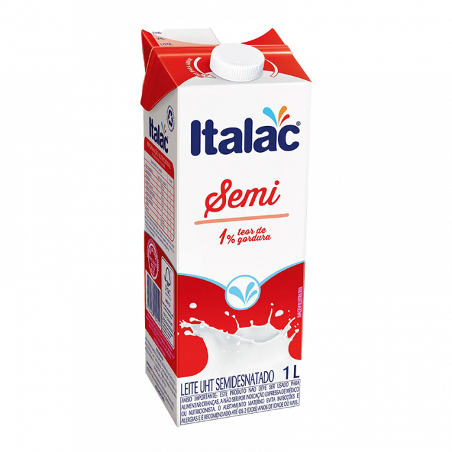 LEITE UHT ITALAC C/TAMPA 1LT SEMIDESNATADO