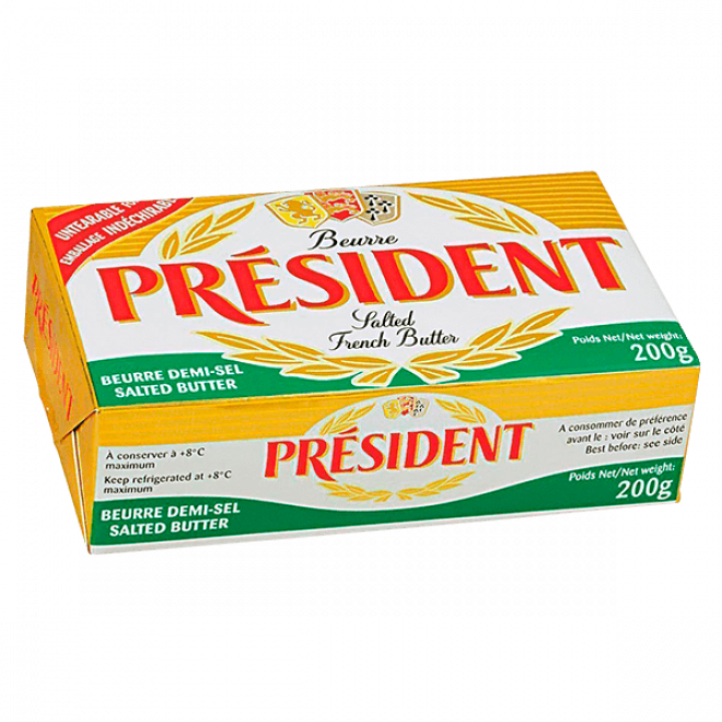 MANTEIGA PRESIDENT 200G TABLETE C/SAL