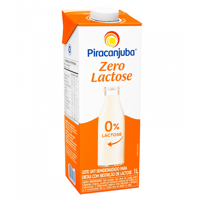 LEITE UHT PIRACANJUBA ZERO LACTOSE 1LT SEMIDESNATADO
