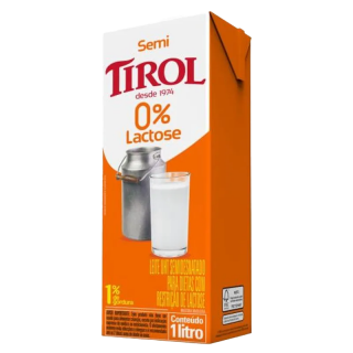 LEITE UHT TIROL ZERO LACTOSE C/TAMPA 1LT SEMIDESNATADO