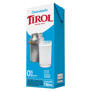 LEITE UHT TIROL C/TAMPA 1LT DESNATADO