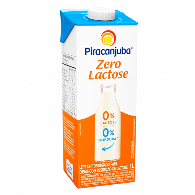 LEITE UHT PIRACANJUBA ZERO LACTOSE 1LT DESNATADO