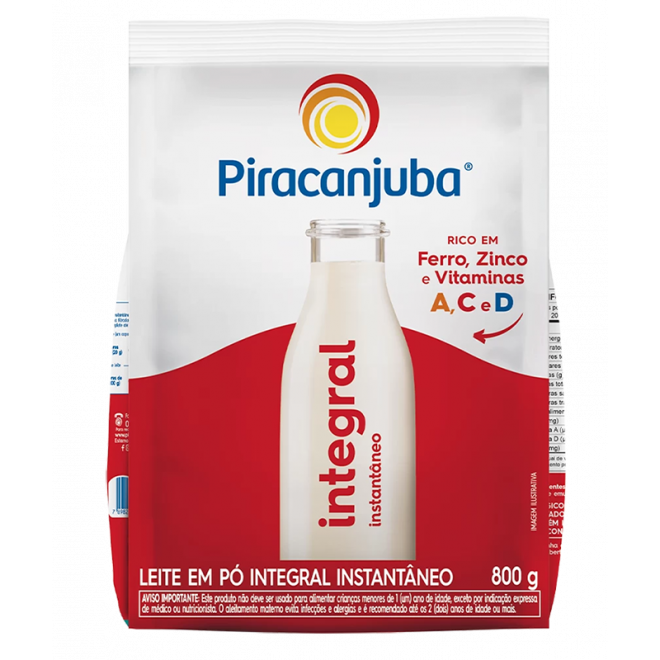 LEITE PO PIRACANJUBA 800G INTEGRAL INSTANTANEO