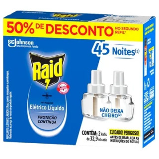INSETIC ELETRICO RAID REFIL 45NOITES 32,9ML 2UND