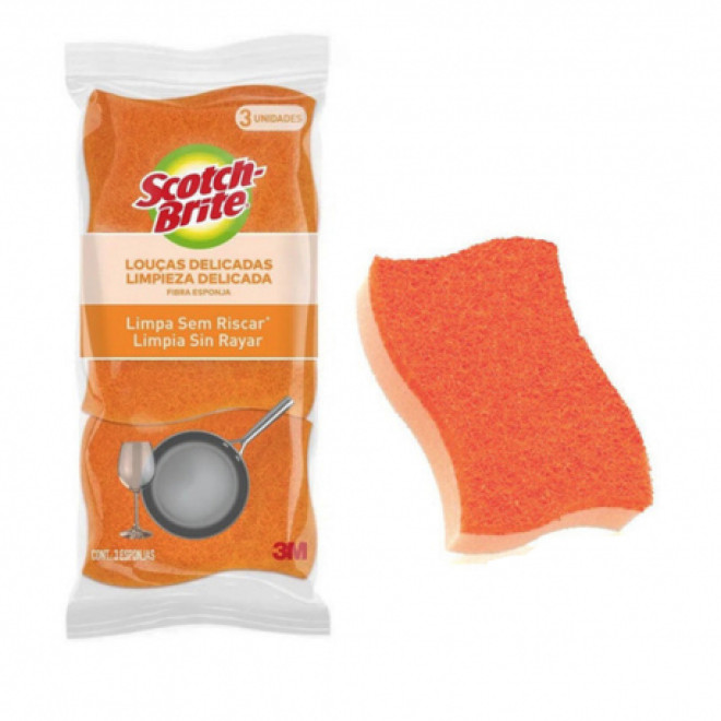ESPONJA LIMPEZA SCOTCH BRITE NAO RISCA C/3UND LARANJA