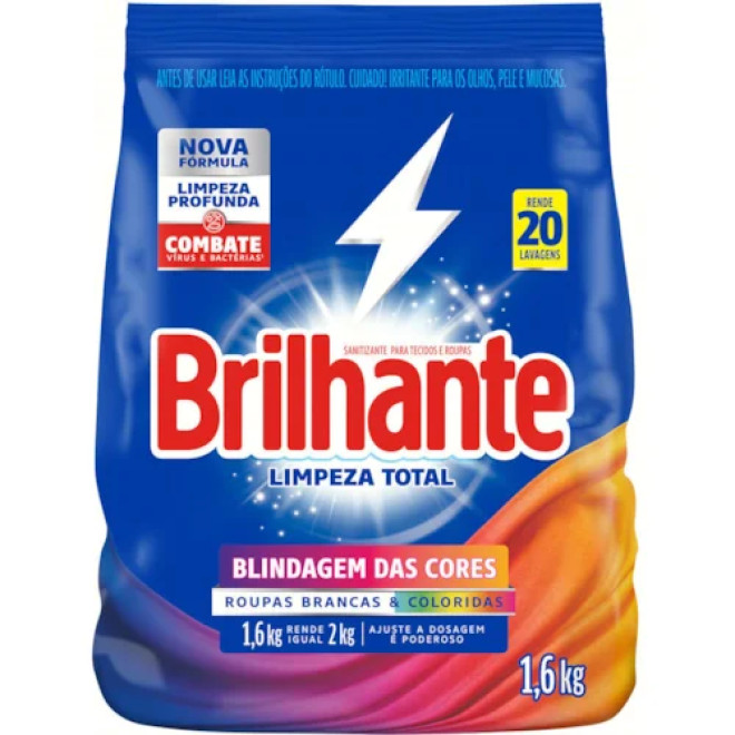 LAVA ROUPAS BRILHANTE SACHET 1,6KG LIMPEZA TOTAL