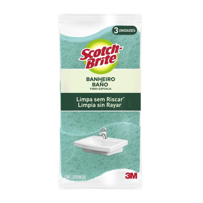 ESPONJA LIMPEZA SCOTCH BRITE NAO RISCA C/3UND BANHEIRO