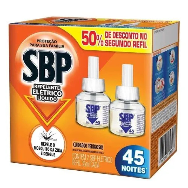 INSETIC ELETRICO SBP REFIL 45NOITES 35ML 2UND