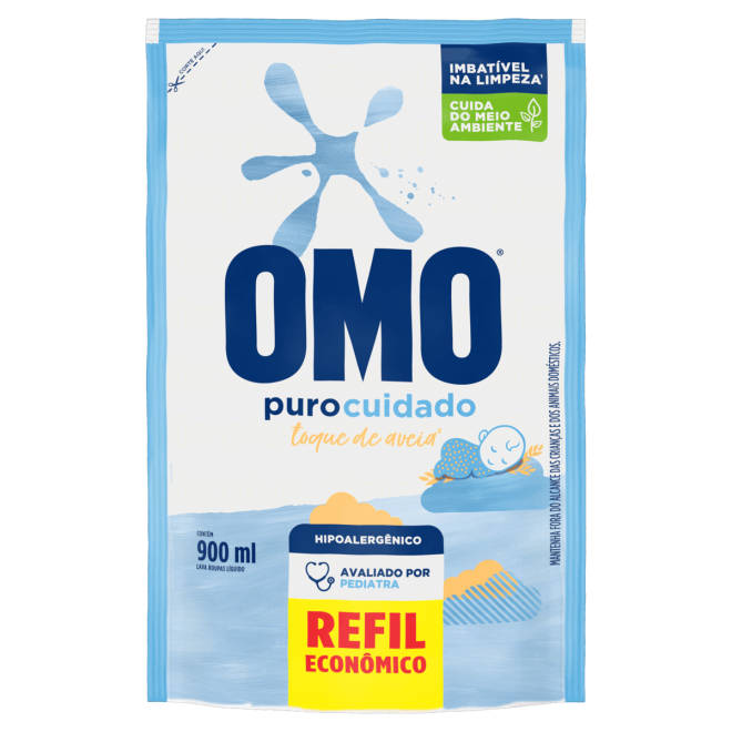 LAVA ROUPAS OMO SACHET 900ML PURO CUIDADO