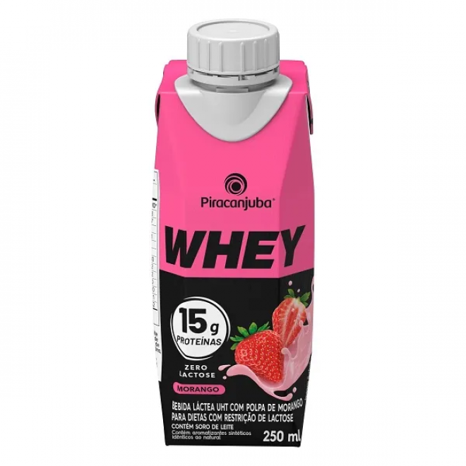 BEBIDA LACTEA PIRACANJUBA WHEY 250ML MORANGO