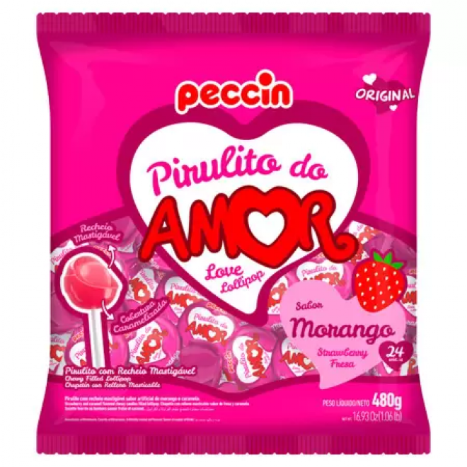 PIRULITO PECCIN 480G MORANGO AMOR