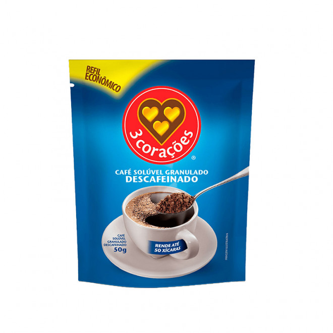 CAFE 3 CORACOES DESCAFEINADO 50G SACHET