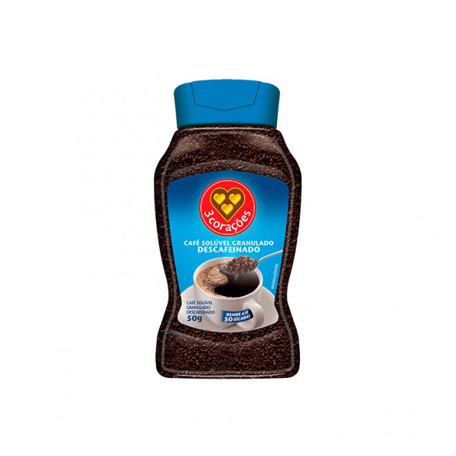 CAFE 3 CORACOES DESCAFEINADO 50G VIDRO