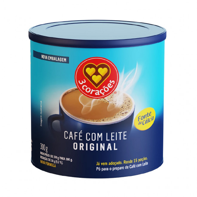 CAFE COM LEITE 3 CORACOES 300G