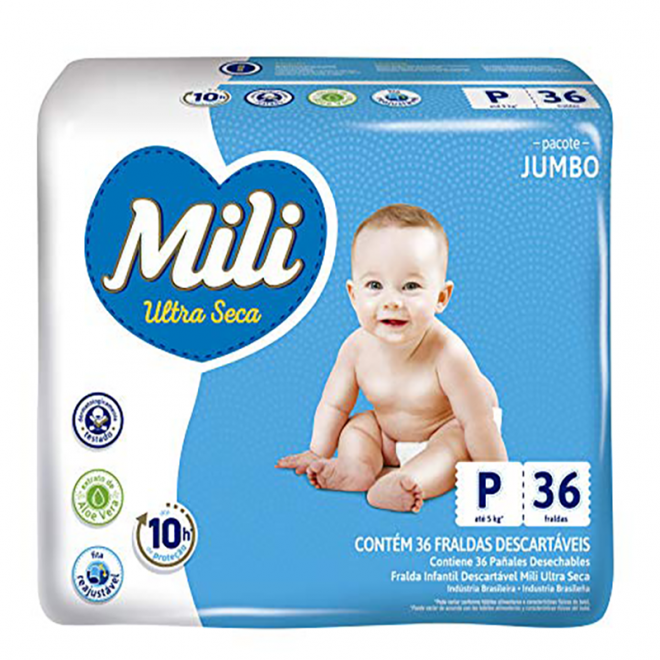 FRALDA MILI ULTRA SECA JUMBO P 36UN