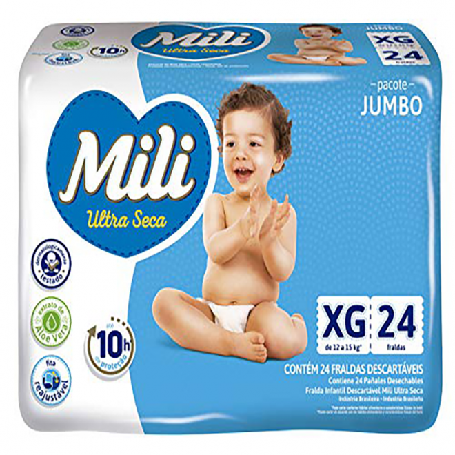 FRALDA MILI ULTRA SECA JUMBO XG 24UN