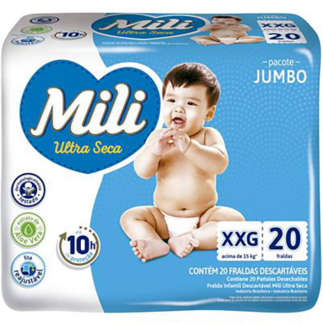 FRALDA MILI ULTRA SECA JUMBO XXG 20UN