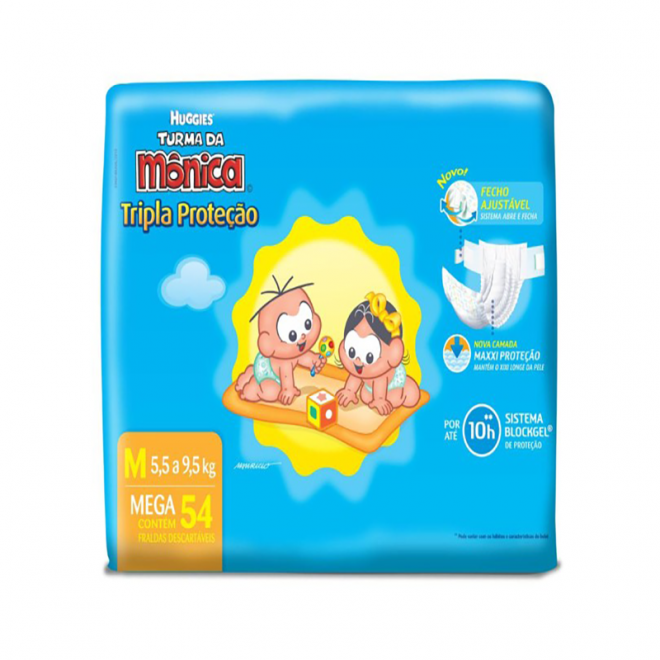 FRALDA TURMA MONICA TRIPLA MEGA M 54UND