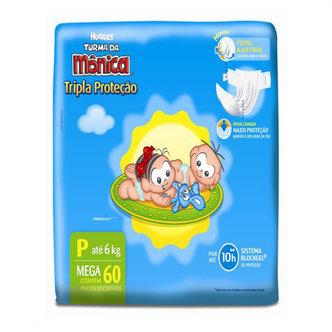 FRALDA TURMA MONICA TRIPLA MEGA P 60UND
