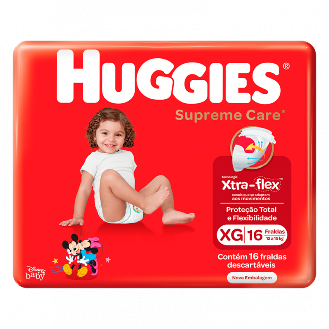 FRALDA HUGGIES SUPREME JUMBO XG 16UN