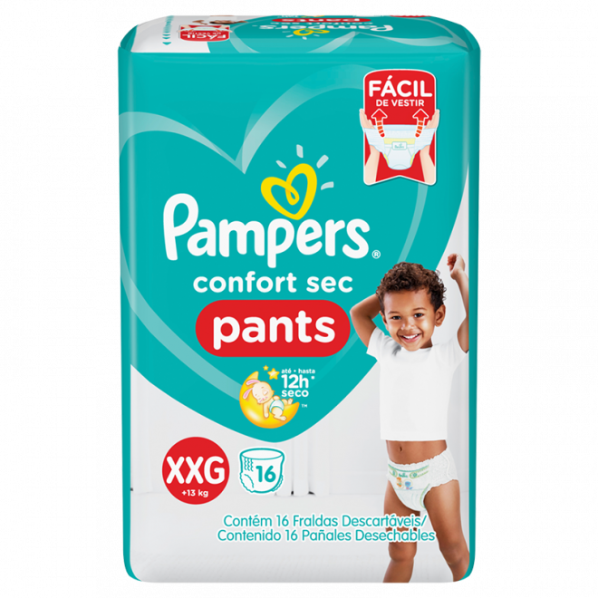 FRALDA PAMPERS PANTS CONFORT SEC XXG 16UND