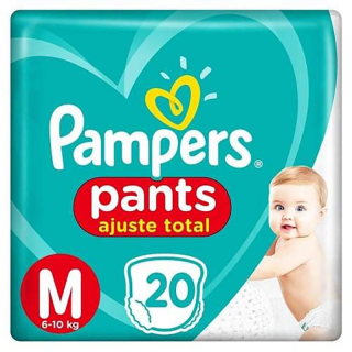 FRALDA PAMPERS PANTS AJUSTE TOTAL M 20UN