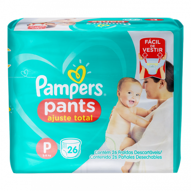 FRALDA PAMPERS PANTS AJUSTE TOTAL P 26UN