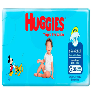 FRALDA HUGGIES TRIPLA PROTECAO MEGA G 36UN