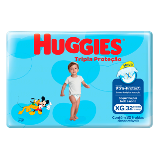 FRALDA HUGGIES TRIPLA PROTECAO MEGA XG 32UN