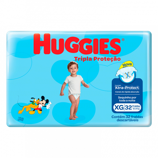 FRALDA HUGGIES TRIPLA PROTECAO MEGA XG 32UN