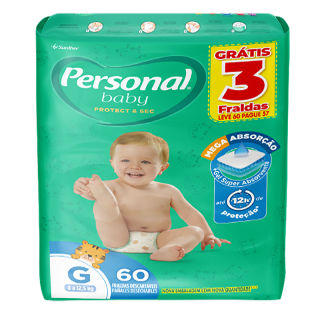 FRALDA PERSONAL BABY HIPER G 60UN