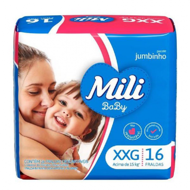 FRALDA MILI BABY JUMBINHO XXG C/16UN
