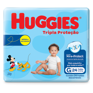 FRALDA HUGGIES TRIPLA PROTECAO JUMBO G-24UN