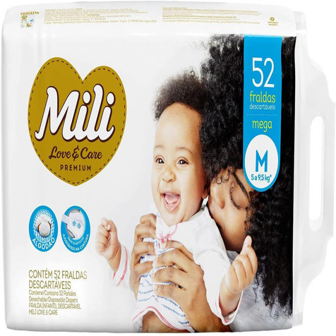 FRALDA MILI LOVE E CARE MEGA M 52UN